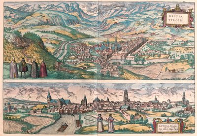 イタリア、ブレッサノーネ-ドイツ、ドナウ州ラウインゲン-ゲオルク・ブラウン作「Civitates Orbis Terrarum」ケルン1617年所収 作： Georg Braun