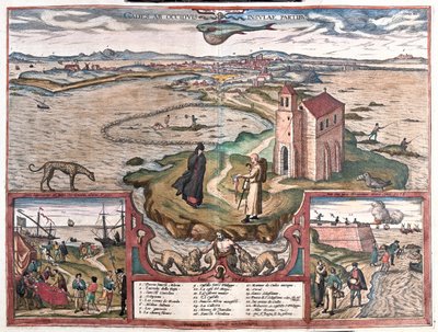 スペインのカディス - ゲオルク・ブラウン作『Civitates Orbis Terrarum』所収、ケルン、1617年 作： ジョージ・ブラウン