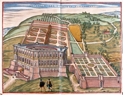 イタリア、カプラローラと庭園-ゲオルク・ブラウン作「Civitates Orbis Terrarum」ケルン1617年所収 作： Georg Braun