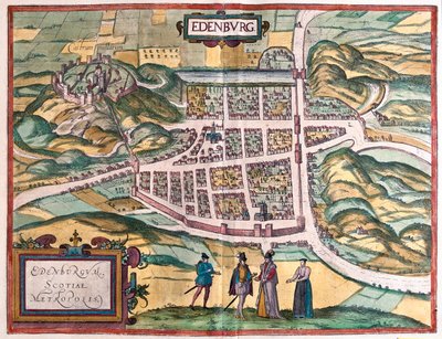 ゲオルク・ブラウン著『Civitates Orbis Terrarum』（ケルン、1617年）中のエディンバーグ（スコットランド）。 作： Georg Braun