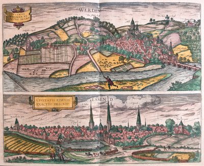 ドイツのエッセンとヴェルデン-ゲオルク・ブラウン著『Civitates Orbis Terrarum』（ケルン、1617年）所収 作： Georg Braun