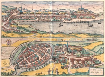 ゲオルク・ブラウン作「Civitates Orbis Terrarum」（1617年ケルン）所収のフレンスブルク（ドイツ、イッツェーホー）。 作： Georg Braun
