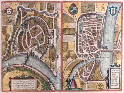 ゲオルク・ブラウン著『Civitates Orbis Terrarum』（ケルン、1617年）所収のグルノーブル-ロマン・シュル・イゼル、フランス 作： Georg Braun