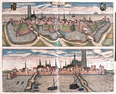 ハーダーヴァイク、イッセル湖、オランダ - ゲオルク・ブラウン作「Civitates Orbis Terrarum」ケルン1617年所収 作： Georg Braun