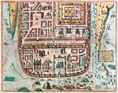 イスラエルのエルサレム -ゲオルク・ブラウン作『Civitates Orbis Terrarum』所収、ケルン、1617年 作： Georg Braun