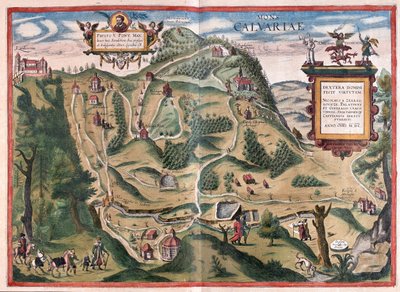 ポーランドのカルワリャ・ゼブジドフカ（クラクフの南東） - ゲオルク・ブラウン著「Civitates Orbis Terrarum」ケルン1617年所収 作： Georg Braun