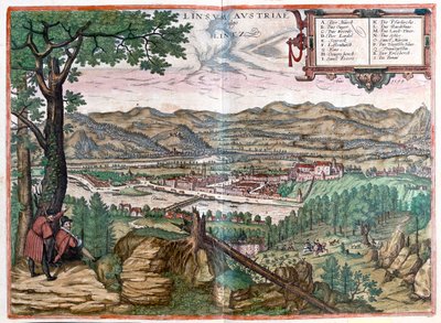 オーストリアのリンツ - ゲオルク・ブラウン著『Civitates Orbis Terrarum』（ケルン、1617年）所収 作： Georg Braun