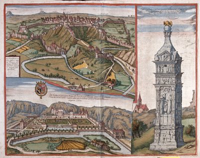ルクセンブルク、イゲルの記念碑とマンスフェルド宮殿 - 低地地方、アルデンヌ地方 - ゲオルク・ブラウン作「Civitates Orbis Terrarum」ケルン1617年所収 作： ジョージ・ブラウン