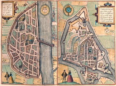 ゲオルク・ブラウン著『Civitates Orbis Terrarum』（ケルン、1617年）にあるマコン（フランス、シャロン・シュル・ソーヌ県）。 作： Georg Braun