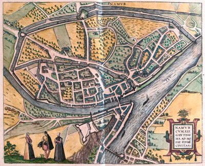 ナミュールとモサ川（ベルギー）-ゲオルク・ブラウン作「Civitates Orbis Terrarum」ケルン1617年所収 作： Georg Braun