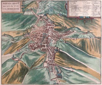 イタリア、ペルージャ-ゲオルク・ブラウン作「Civitates Orbis Terrarum」ケルン1617年所収 作： Georg Braun