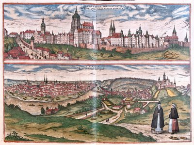 プラハ（ボヘミア）、チェカ共和国 - ゲオルク・ブラウン著「Civitates Orbis Terrarum」ケルン1617年所収 作： ジョージ・ブラウン