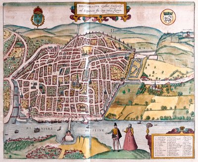 ゲオルク・ブラウン著『Civitates Orbis Terrarum』（1617年、ケルン）所収のルーアン（フランス）。 作： Georg Braun
