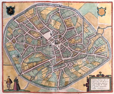 ゲオルク・ブラウン著『Civitates Orbis Terrarum』（ケルン、1617年）に描かれたベルギーのティエネン。 作： Georg Braun