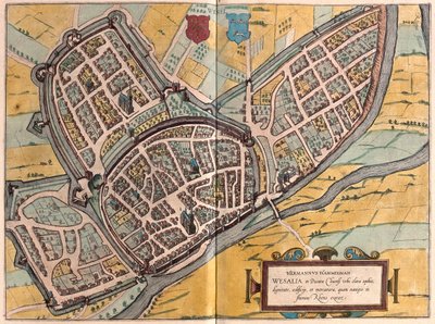 ドイツ、ノルトライン・ヴェストファーレンのヴェーゼル - ゲオルク・ブラウン著「Civitates Orbis Terrarum」ケルン1617年所収 作： Georg Braun
