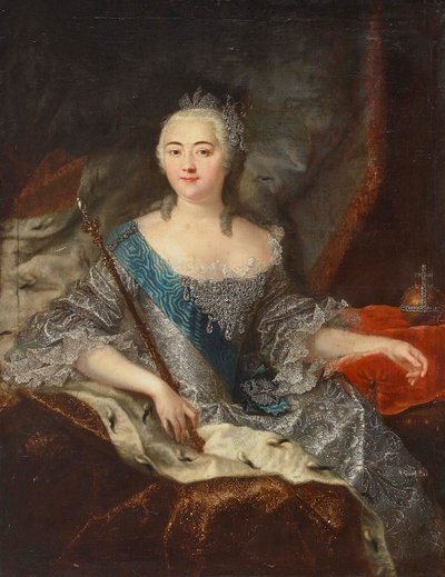 ロシアのエリザベート皇后の肖像、1709～1762年、1740年代。 作： Georg Christoph Grooth