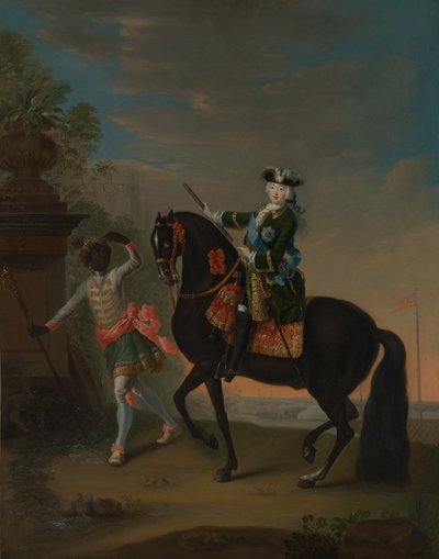 1743年から1749年以降、馬に乗ったロシアの皇后エリザベート1709年から1762年、ペイジが出席。 作： Georg Cristoph Grooth