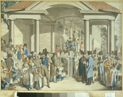 カールスバダー噴水の健康コミュニティ、1810年（アクアチント画） 作： Georg Emanuel Opitz