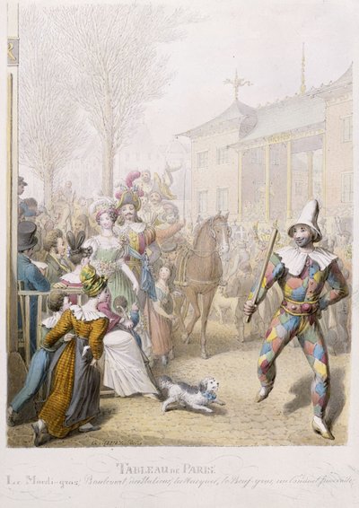 マルディグラス、イタリア大通り、1831年（紙にトイレ） 作： Georg Emanuel Opitz