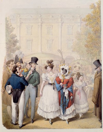 パレロワイヤル、1815年頃（紙にトイレ） 作： Georg Emanuel Opitz