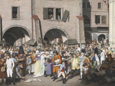 賑やかなマーケットプレイス、プラハ、1804 作： Georg Emanuel Opiz