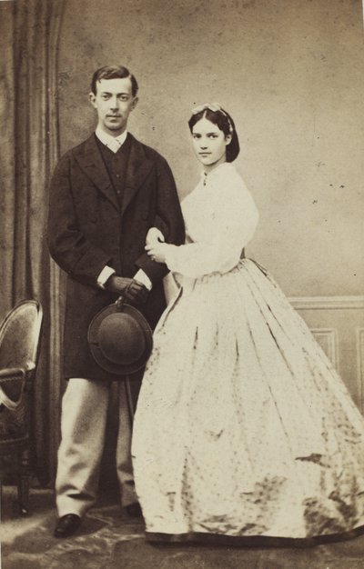 1843年から1865年までのロシアのニコラス・アレクサンドロヴィチ大公とダグマルク王女の肖像、1864年。 作： Georg Emil Hansen