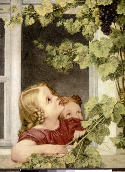 窓辺の子供 1843年頃(キャンバスに油彩） 作： Georg Friedrich Kersting