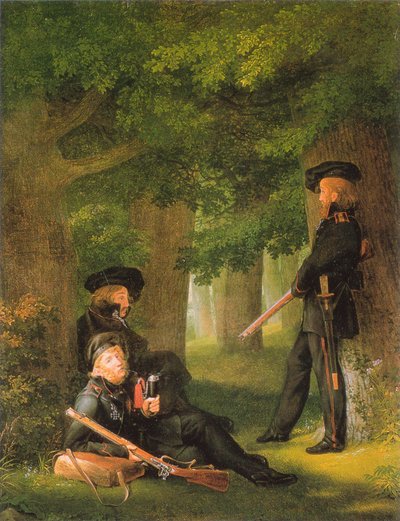 ドイツ語：テオドール・ケルナー、フリードリッヒ・フリーゼン、ハインリッヒ・ハルトマンの前哨任務 作： Georg Friedrich Kersting