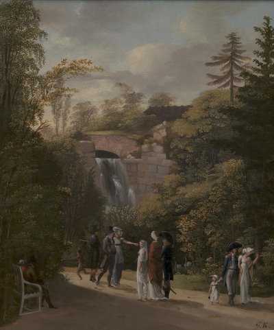 コペンハーゲン近くのフレデリクスベア庭園のカスケード 作： Georg Friedrich Kersting