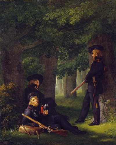テオドール・ケルナー、フリードリヒ・フリーゼン、ハインリヒ・ハルトマンの哨戒勤務 作： Georg Friedrich Kersting