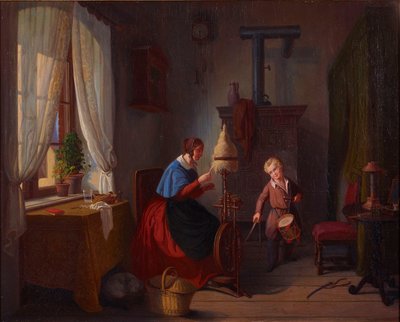 ろくろを回す女性とサーベルを持った太鼓の少年 作： Georg Friedrich Kersting