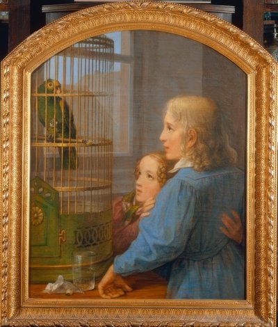 オウム農家の前で2人の子供 作： Georg Friedrich Kersting