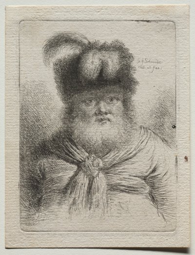 毛皮の帽子の老人。 作： Georg Friedrich Schmidt