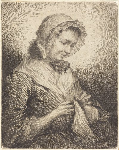 芸術家の妻の裁縫 作： Georg Friedrich Schmidt