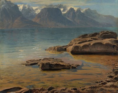 エビアンに向かうヴヴェイ近くのジュネーブ湖 作： Georg Heinrich Crola