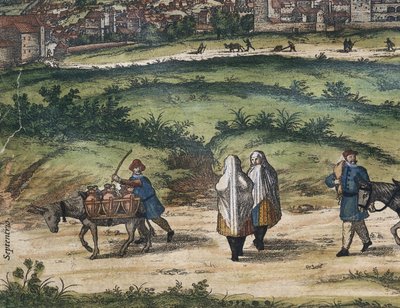 ブラウン，ジョージ（1541-1622）。オルテリウス，アブラハム（1527-1598）。ホーゲンベルク，フランツ（1535-1590）。1572-1617 グラナダ（1572年）。左詳細。エッチング。スペイン. カスティーリャとレオン.サラマンカ.サラマンカ大学 作： Georg Hogenberg Franz (1535 90) & Ortelius Abraham (1527 98) Braun