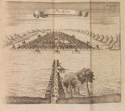 北京。 皇帝ピョートル 1 世が編纂した駐北京大使館の旅行記、1719 年。 作： Georg Johann Unverzagt
