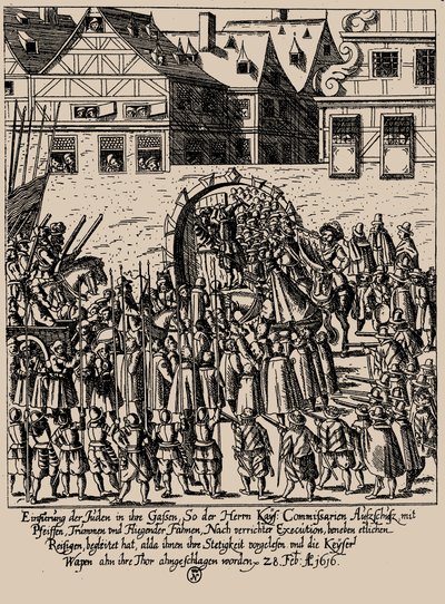 フェットミルヒ・ライジング。 1616 年 2 月 28 日のフランクフルトでのユダヤ人の再導入、c. 1616-1617。 作： Georg Keller