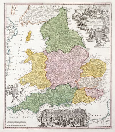 イギリスの地図、1760 作： Georg Matthäus Seutter