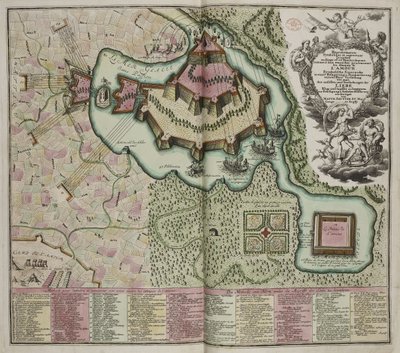 愛の城の包囲の寓話的な地図 作： Georg Matthäus Seutter