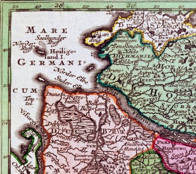 北ドイツの地図からのヘリゴラントの詳細 作： Georg Matthäus Seutter