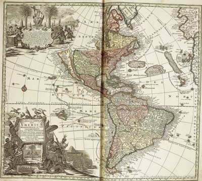 アメリカ大陸の地図、1744年 作： Georg Matthäus Seutter