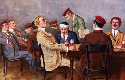友愛 - ビールを飲みながら歌う、1900年頃（イラスト） 作： Georg Muhlberg