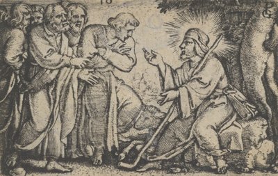 弟子たちに語りかけるキリスト、『キリストの物語』、1534-35年より。 作： Georg Pencz