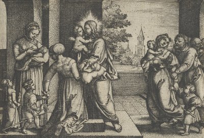 キリストと子供たち。 作： Georg Pencz