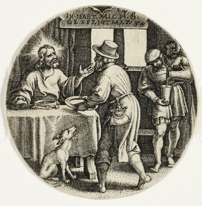 The Seven Acts of Mercy より、飢えた人々に食事を与える 作： Georg Pencz