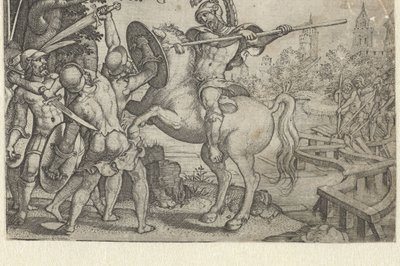 テヴェレ川に架かる橋を守るホレス・コクレス 初期ローマ史の物語 (シリーズ タイトル) 作： Georg Pencz
