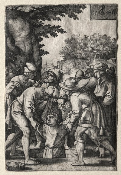 ジョセフは井戸に下がった、1546。 作： Georg Pencz