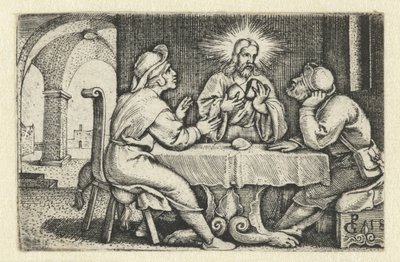 エマオでの食事 キリストの生涯（シリーズタイトル） 作： Georg Pencz