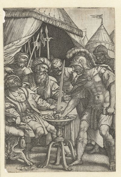 ムキウス・スカエヴォラが右手を火の中に入れる ロマンヒーローズ（シリーズタイトル） 作： Georg Pencz